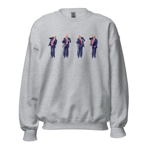 Port & company Donald Trump Dance Sweatshirt unisex in heather grey Medium NWT - Picture 3 of 6
